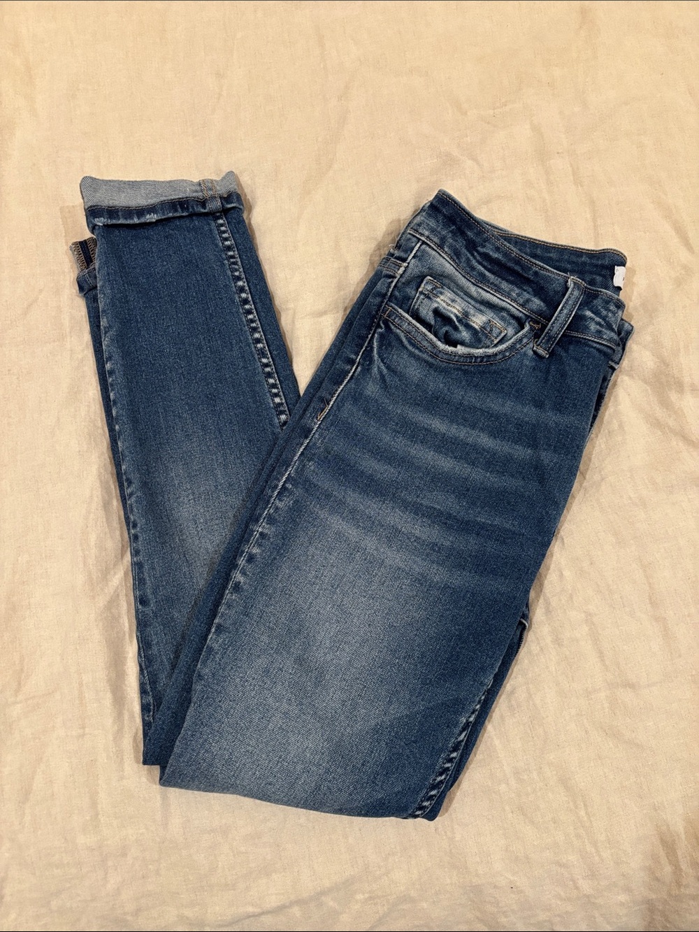 Flying Monkey Dark Blue Skinny Jeans with Faded Whiskering